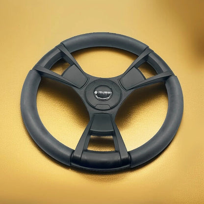 Model M13K Black Boat Steering Wheel KEY HUB Soft Touch Rim ABS Spokes