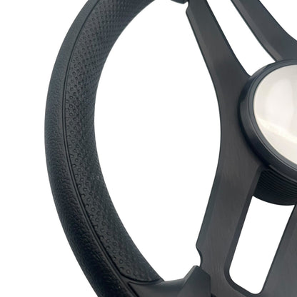 Gussi Italia Marine Steering Wheel Black Brushed Metal Spokes | Plain Dome