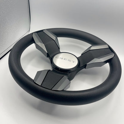 Collina Boat Steering Wheel Dark Gray Inserts - Crest - Keyed ONLY