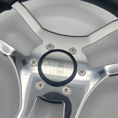 Malera Boat Steering Wheel Chrome Spokes | Snap in Stainless Gussi Cap