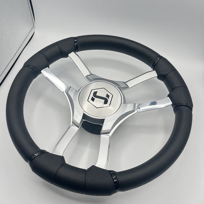 Malera Boat Steering Wheel Chrome Spokes | Harris Kayot Gray Star