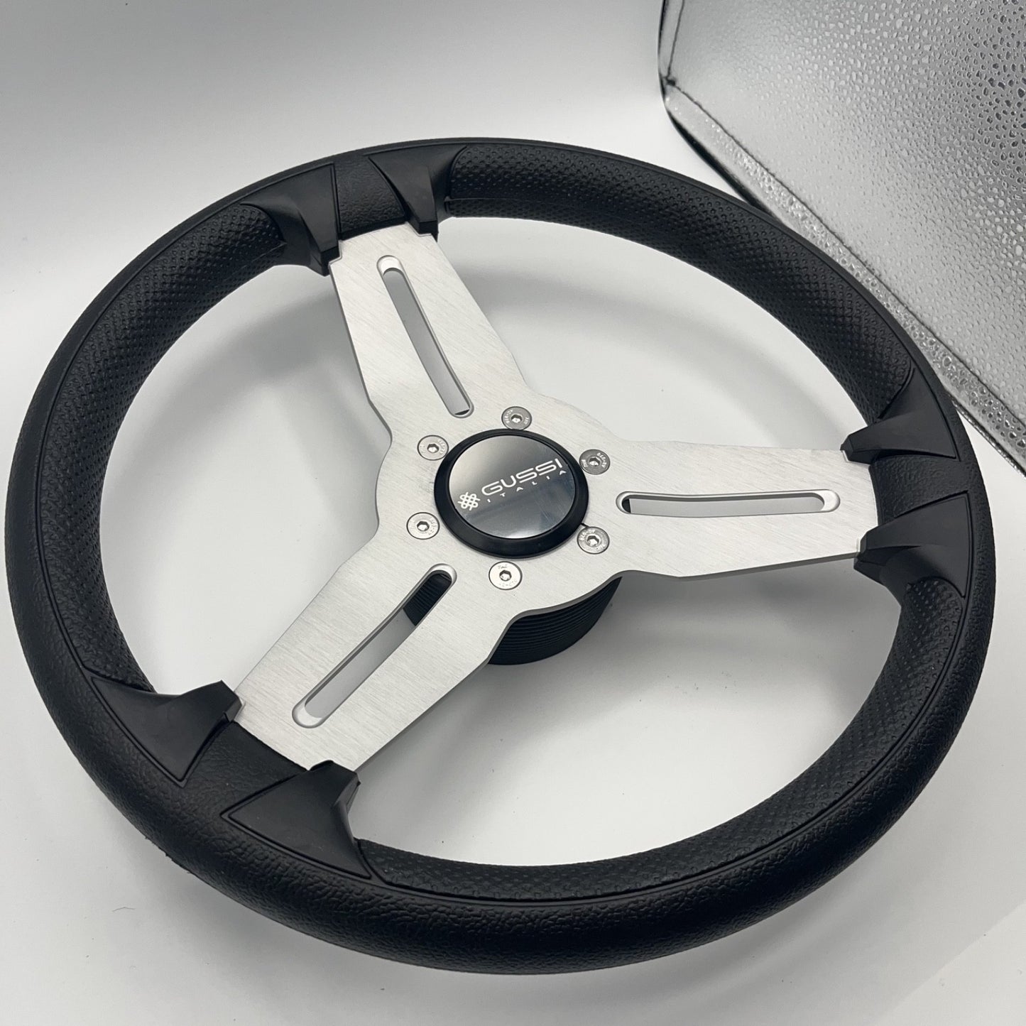 Model 15A Marine Steering Wheel Brushed Alum Spokes | Gussi Italia Cap