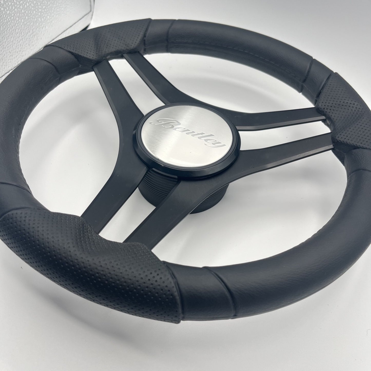 Molinara Marine Steering Wheel Black Brushed Alum Spokes | Bentley Boats