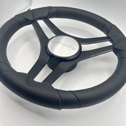 Molinara Marine Steering Wheel Black Brushed Alum Spokes | Bentley Boats