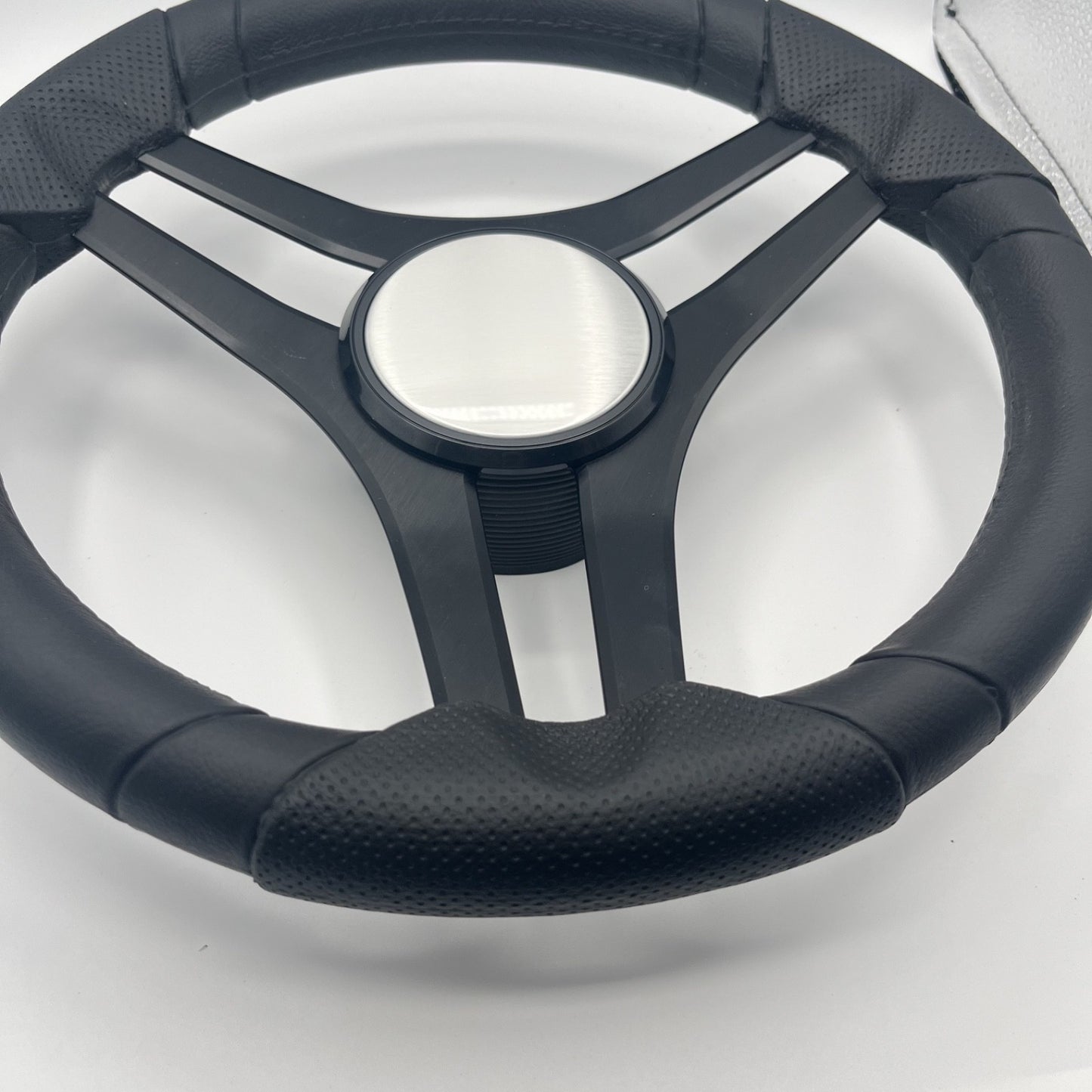 Molinara Marine Steering Wheel Black Brushed Alum Spokes | Plain Brushed