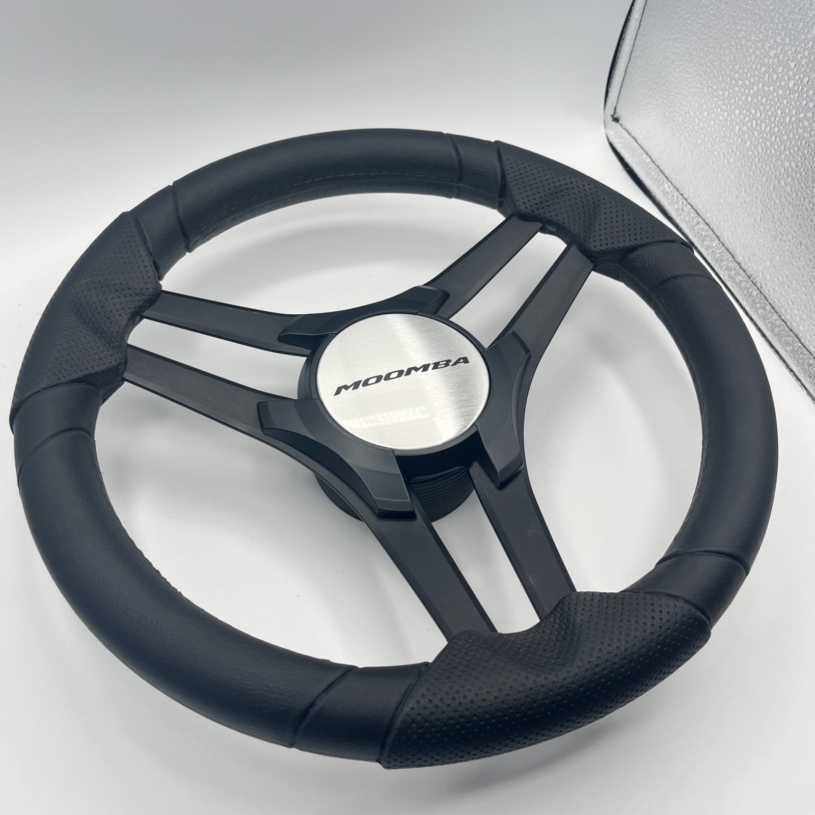 Molinara Marine Steering Wheel Black Brushed Alum Spokes | Moomba