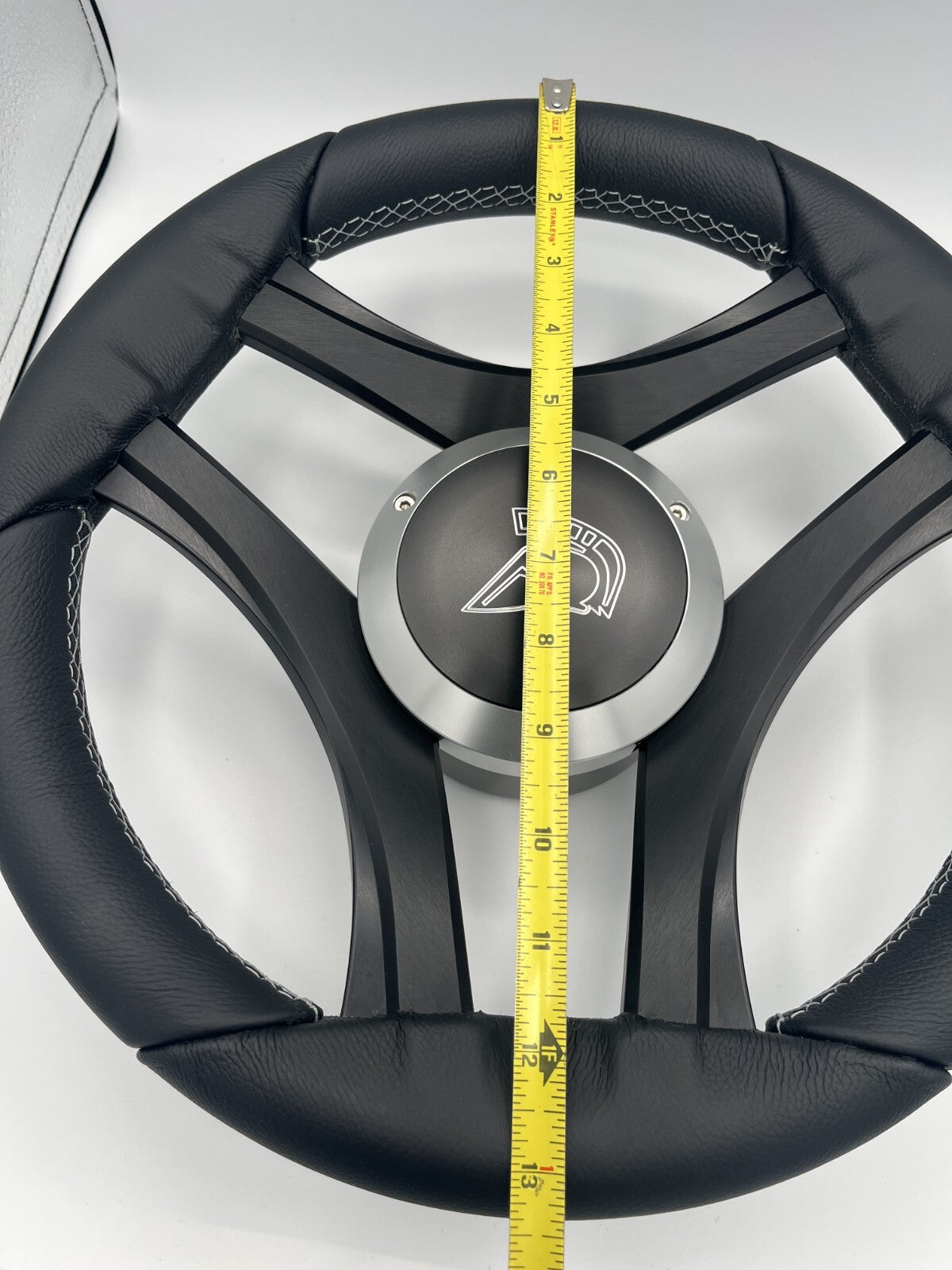 Durello Marine Steering Wheel, Black Leather Rim