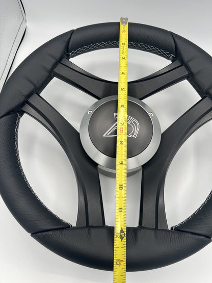 Durello Marine Steering Wheel, Black Leather Rim