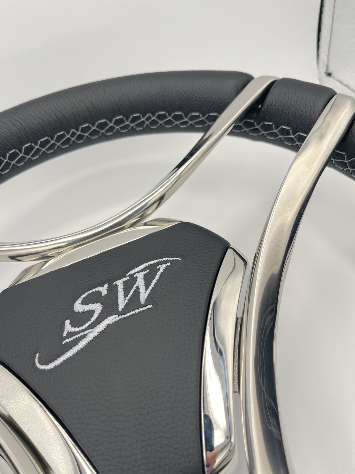 Lora Boat Steering Wheel Stainless Steel Spokes | Silver Wave Boat Logo