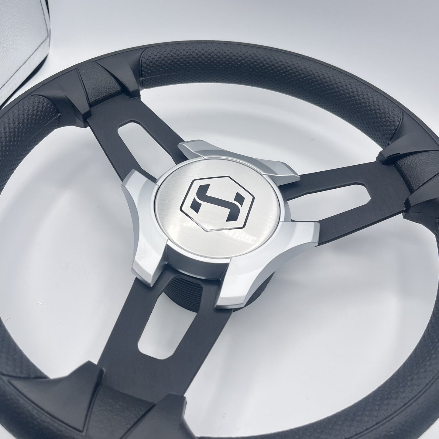 Gussi Italia Boat Model 15 Steering Wheel Black Brushed Alum Spokes | Sil Harris