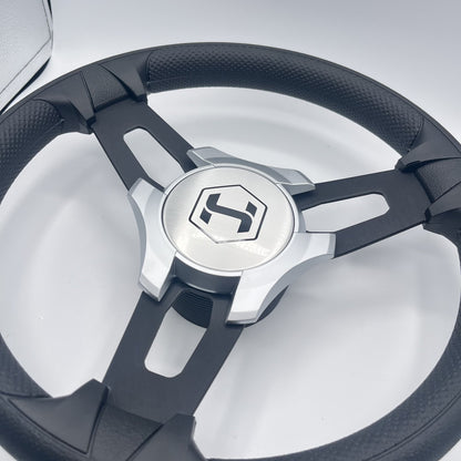 Gussi Italia Boat Model 15 Steering Wheel Black Brushed Alum Spokes | Sil Harris