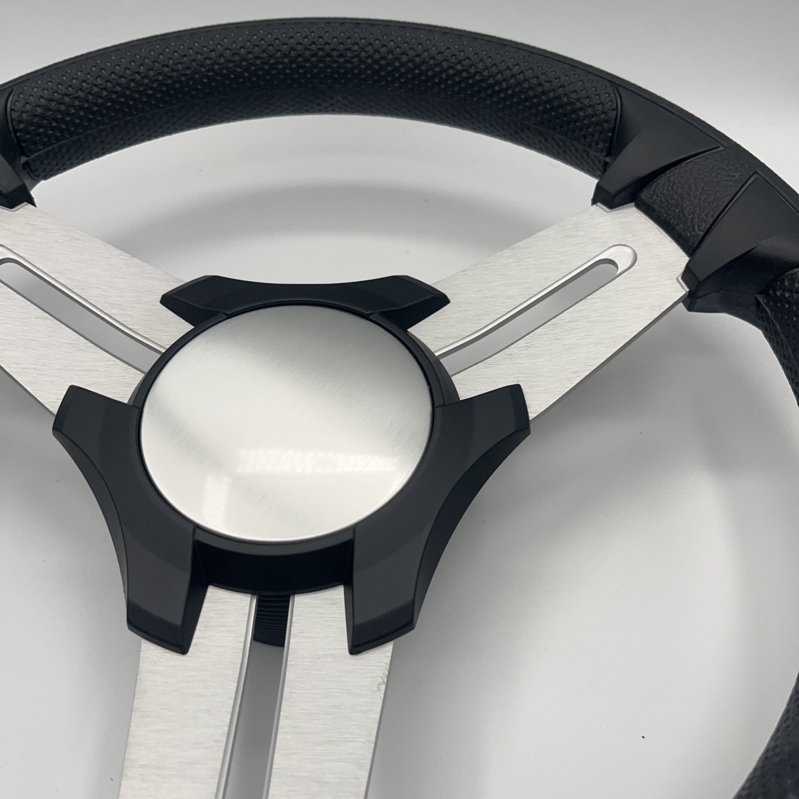Model 15 Marine Steering Wheel Brushed Aluminum Spokes | Black Blank