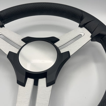 Model 15 Marine Steering Wheel Brushed Aluminum Spokes | Black Blank