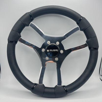 Malera Boat Steering Wheel Chrome Spokes | Snap in Stainless Gussi Cap
