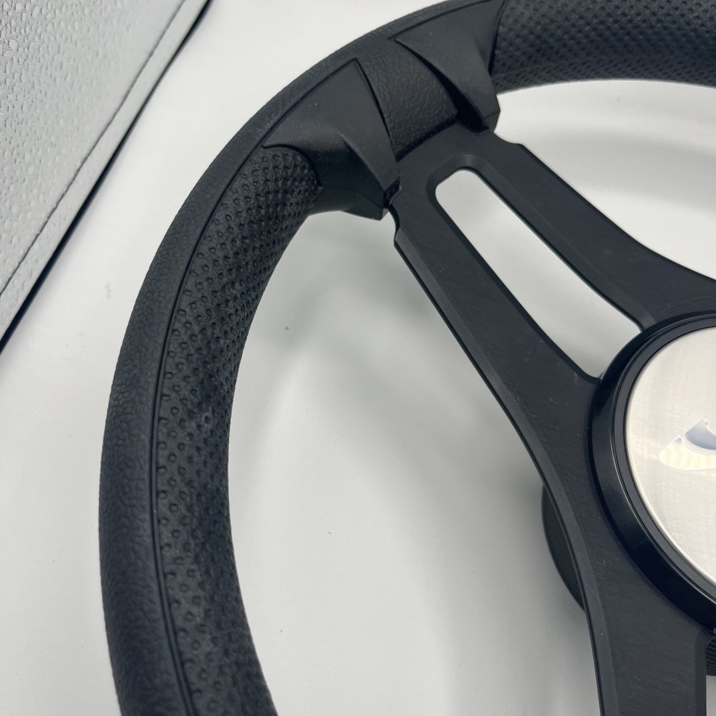 Gussi Italia Marine Steering Wheel Black Brush Metal Spokes | Sea Ray