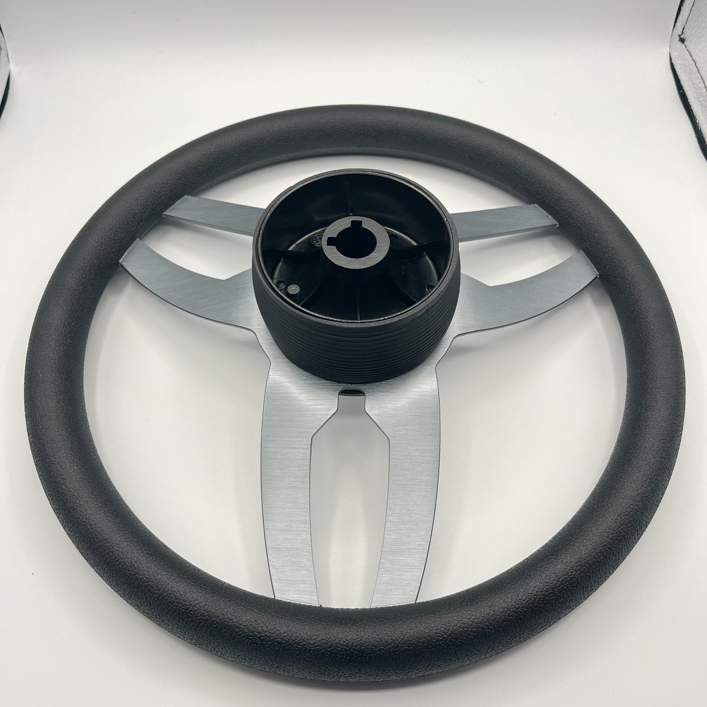 Cabrio Boat Steering Wheel Gray Brushed Alum Spoke | Plain