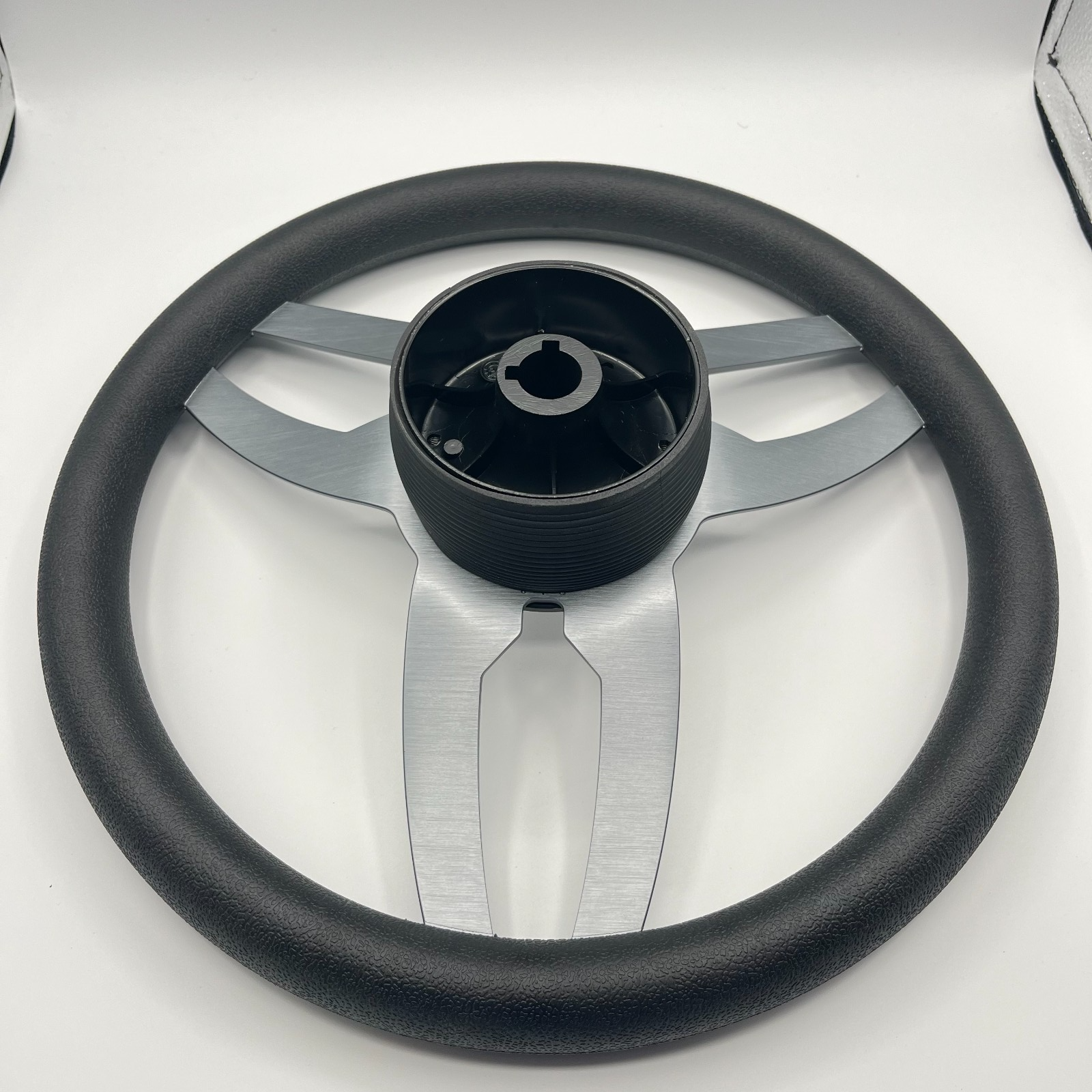 Cabrio Boat Steering Wheel Gray Brushed Alum Spoke | Plain