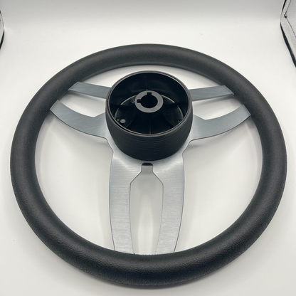 Cabrio Boat Steering Wheel Gray Brushed Alum Spoke | Plain