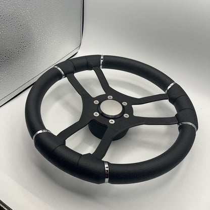 Malera Boat Steering Wheel Black Aluminum Spokes | Blank Snap-in