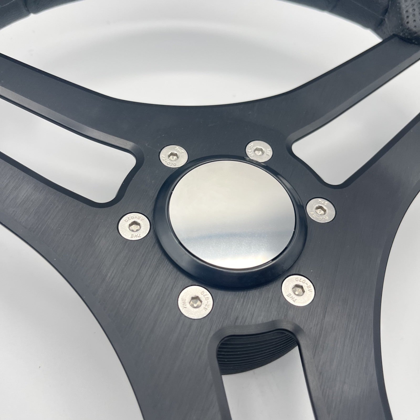 Molinara Marine Steering Wheel Black Brushed Alum Spokes | Blank Style