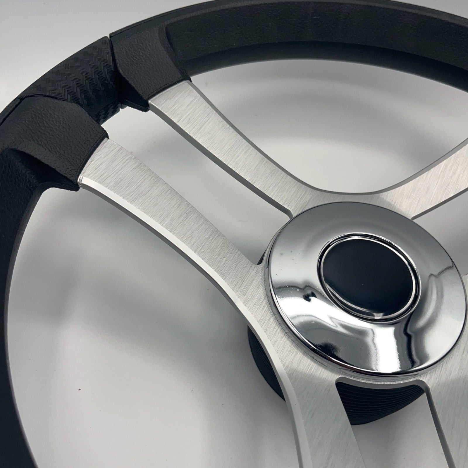 Benaco Boat Steering Wheel Brushed Aluminum Spokes | Chrome-style Dome
