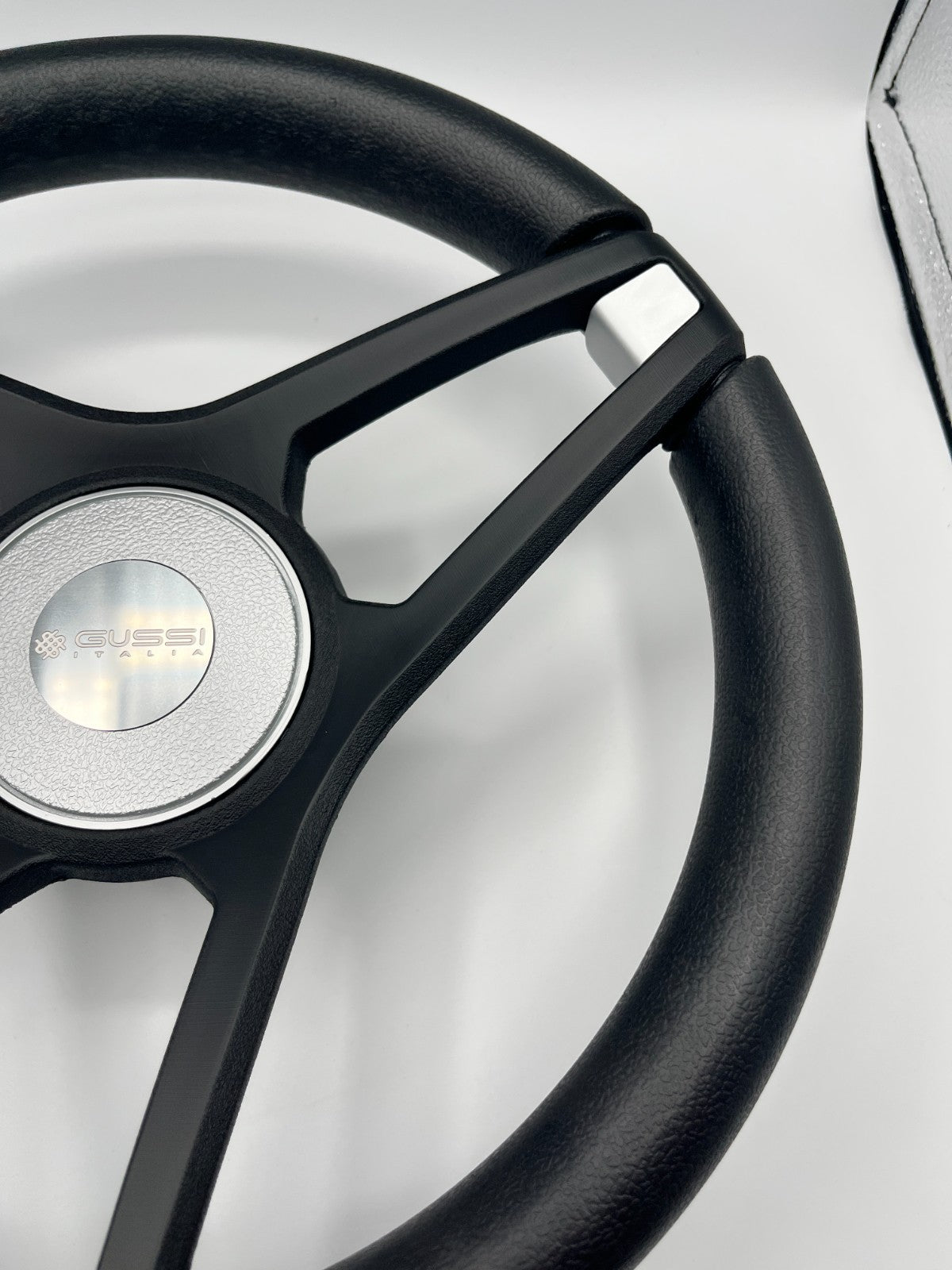 Molino Black w/Silver Accents Boat Steering Wheel | Gussi Italia Center Cap