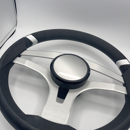 Badia Boat Steering Wheel Brushed Aluminum Spokes - Plain