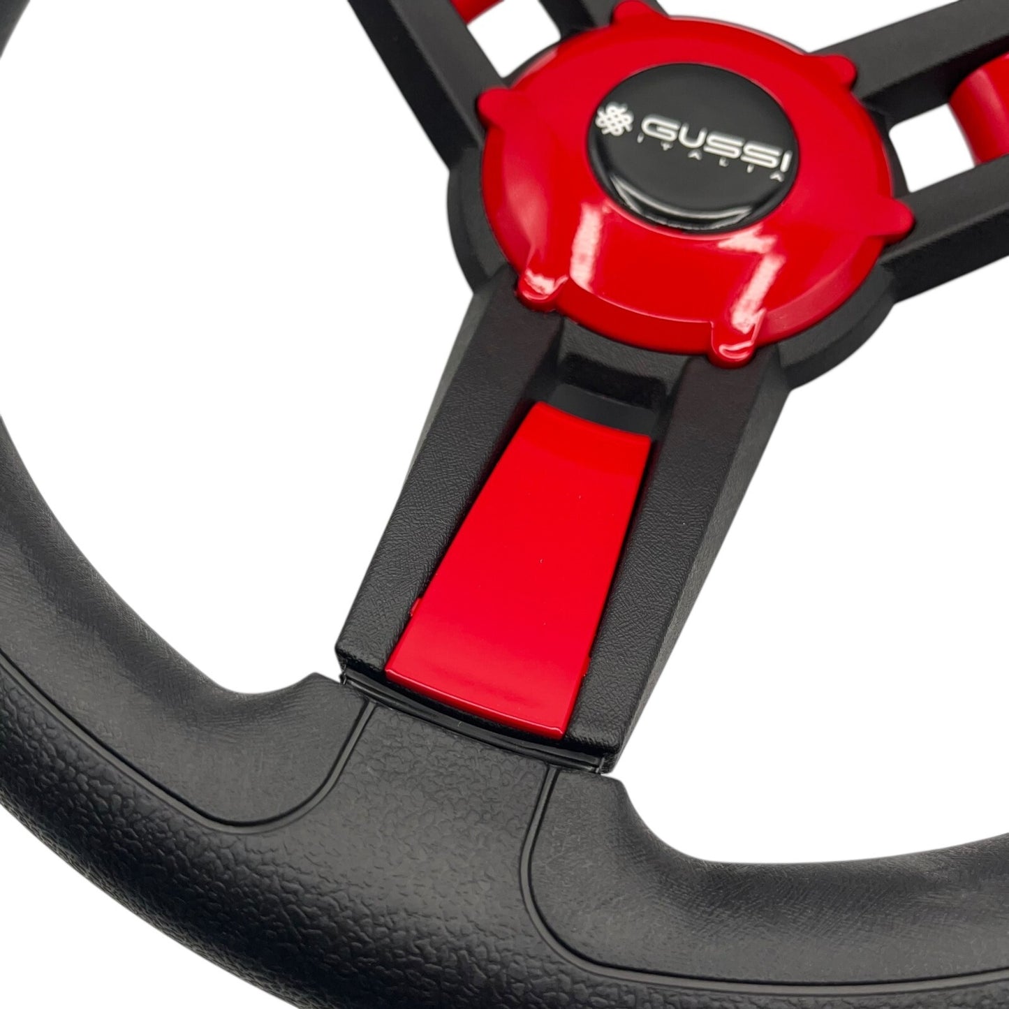 Giazza Golf Cart Steering E-Z-GO HUB Soft Touch Rim ABS Spokes - Red Inserts