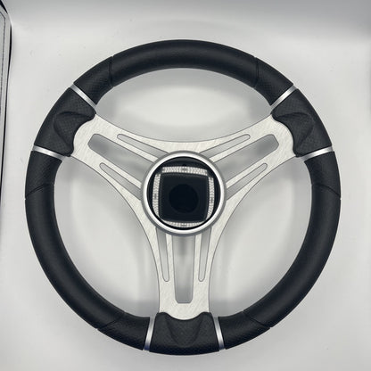 Gussi Italia Boat Steering Wheel Brushed Aluminum Spoke | Black Dome