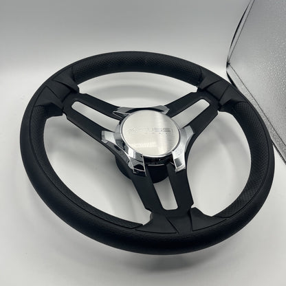 Gussi Italia Marine Steering Wheel Black Brush Metal Spokes | Gussi Logo