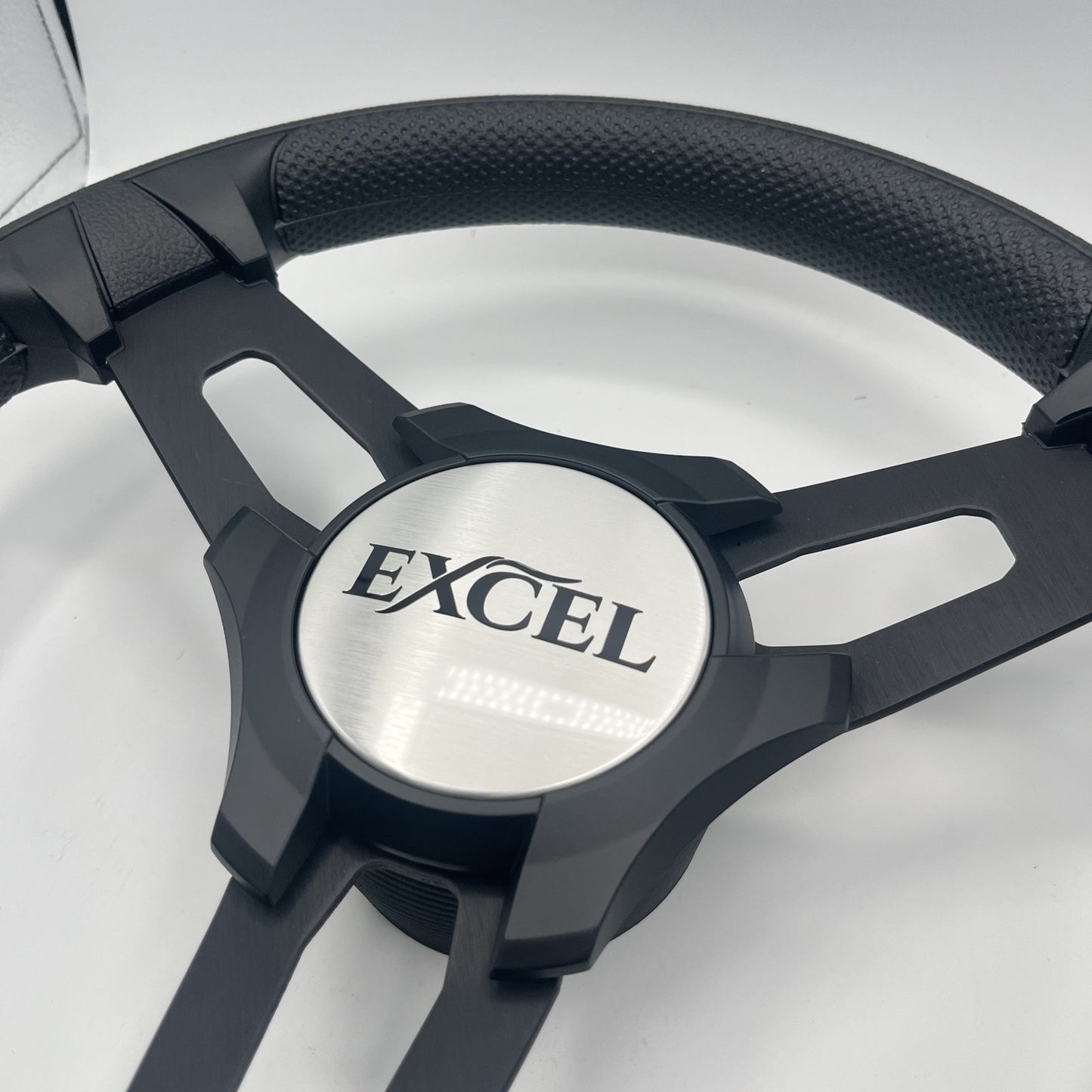 Gussi Italia Boat Model 15 Steering Wheel Black Brushed Alum Spokes |Blk Excel