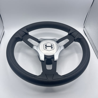Gussi Italia Boat Model 15 Steering Wheel Black Brushed Alum Spokes | Sil Harris