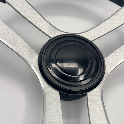 Benaco Boat Steering Wheel Brushed Aluminum Spokes | LG Black Snap-in