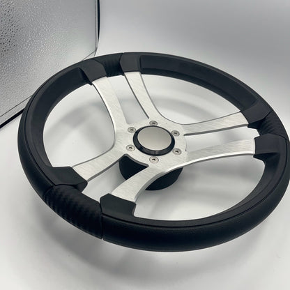 Benaco Boat Steering Wheel Brushed Aluminum Spokes | Blank Snap-in