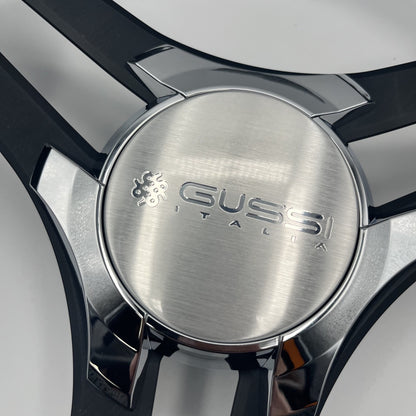 Gussi Italia Marine Steering Wheel Black Brush Metal Spokes | Gussi Logo