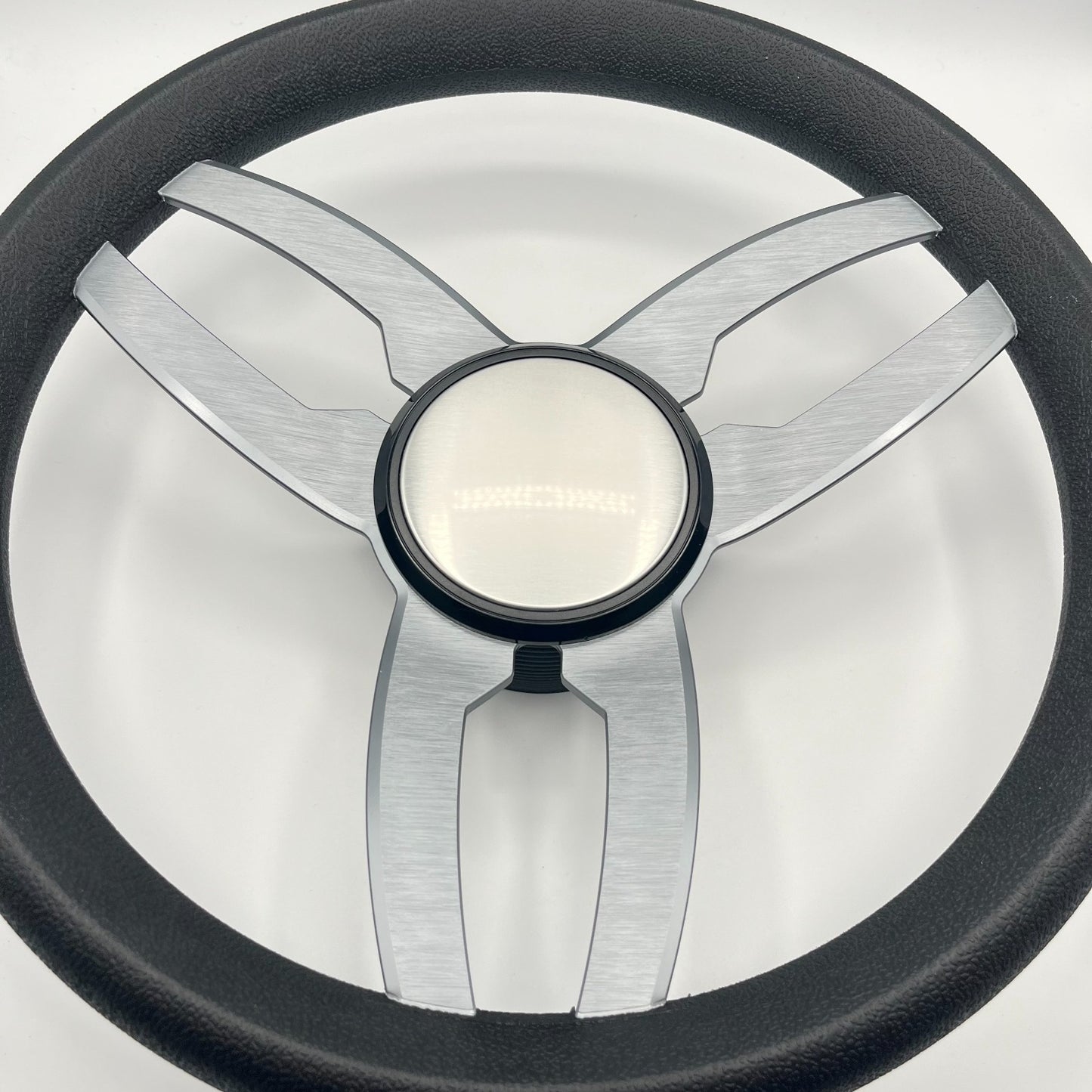 Cabrio Boat Steering Wheel Gray Brushed Alum Spoke | Plain