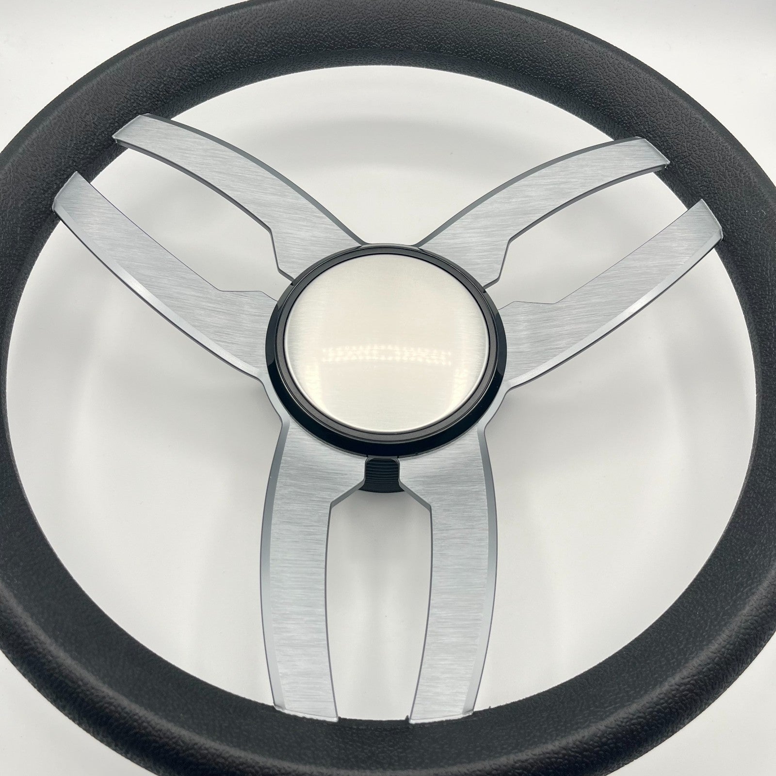 Cabrio Boat Steering Wheel Gray Brushed Alum Spoke | Plain