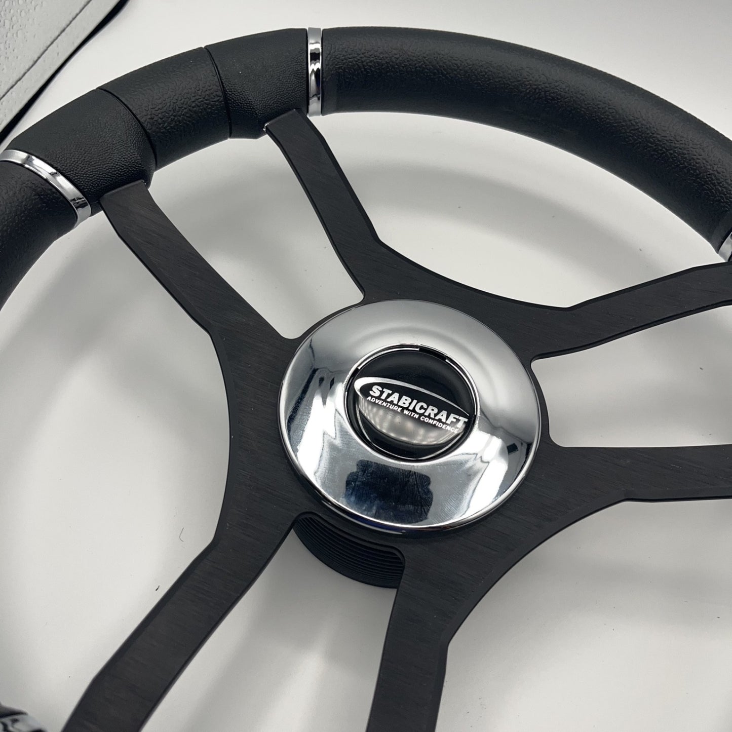 Malera Boat Steering Wheel Black Aluminum Spokes | Stabicraft