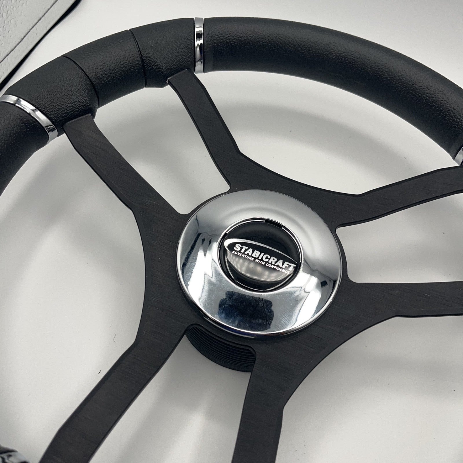 Malera Boat Steering Wheel Black Aluminum Spokes | Stabicraft