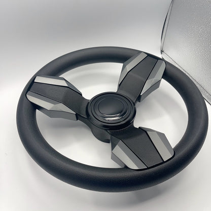 Collina Boat Steering Wheel Dark Gray Inserts - LG Black - Keyed ONLY