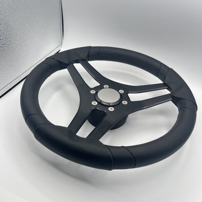 Molinara Marine Steering Wheel Black Brushed Alum Spokes | Blank Style