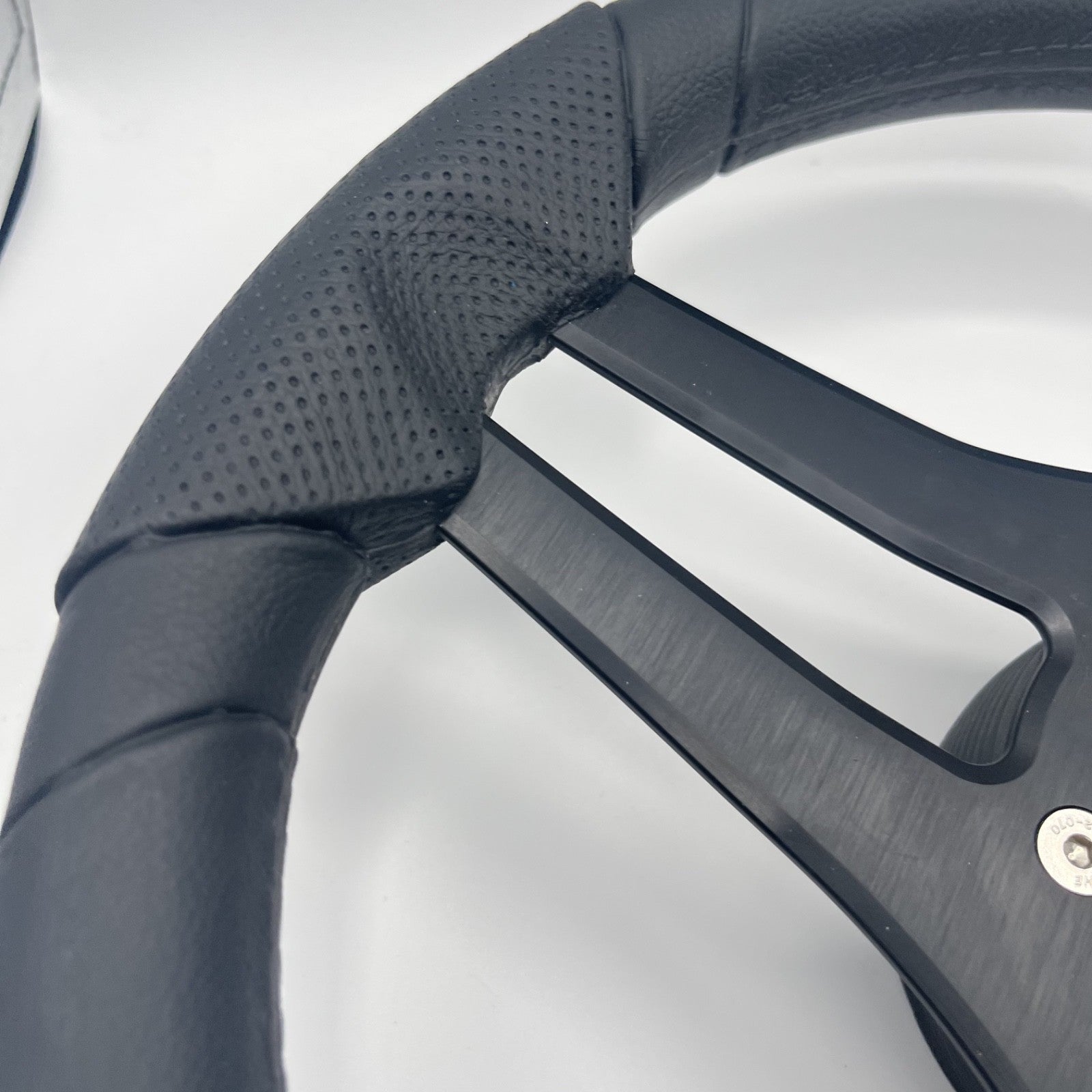 Molinara Marine Steering Wheel Black Brushed Alum Spokes | Blank Style