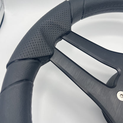 Molinara Marine Steering Wheel Black Brushed Alum Spokes | Blank Style