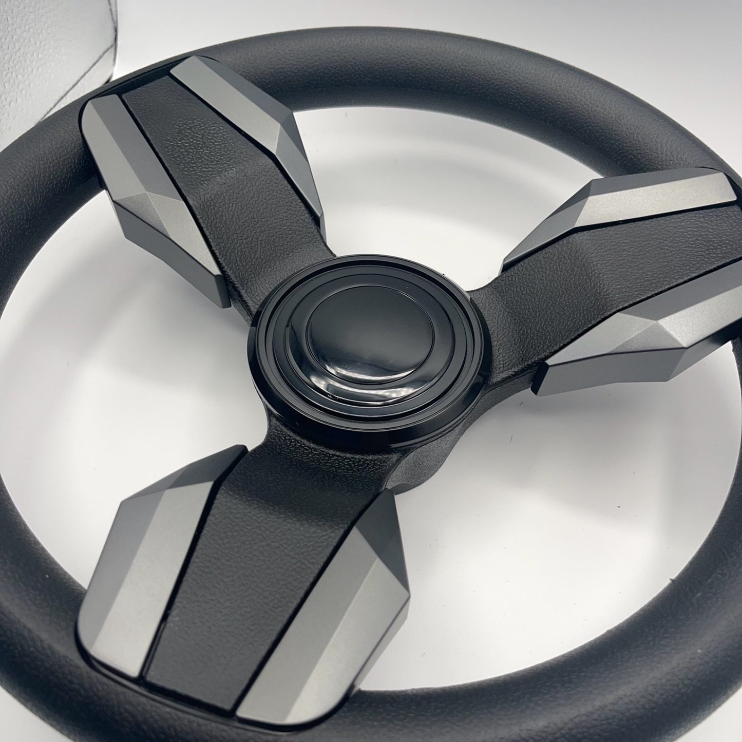 Collina Boat Steering Wheel Dark Gray Inserts - LG Black - Keyed ONLY