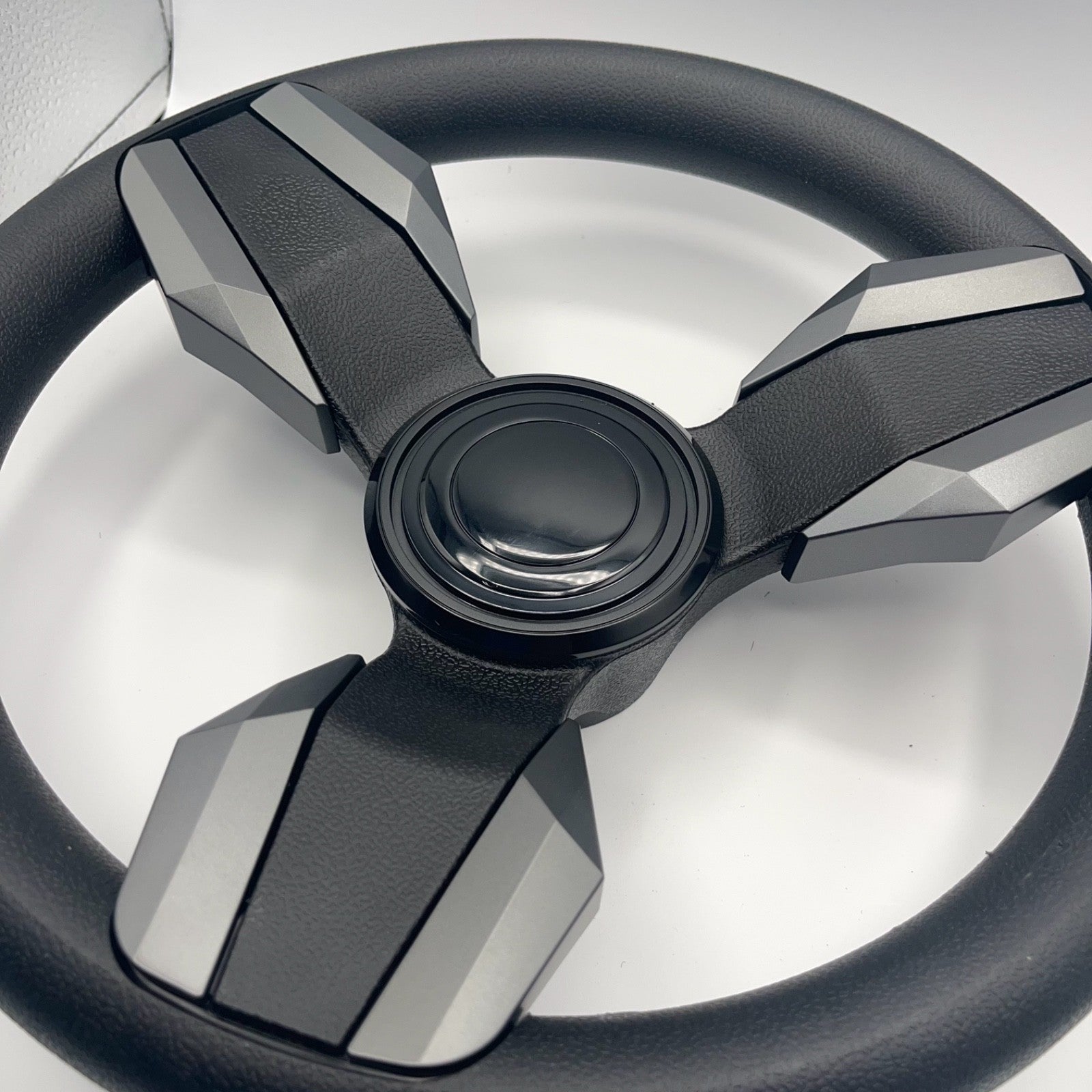 Collina Boat Steering Wheel Dark Gray Inserts - LG Black - Keyed ONLY