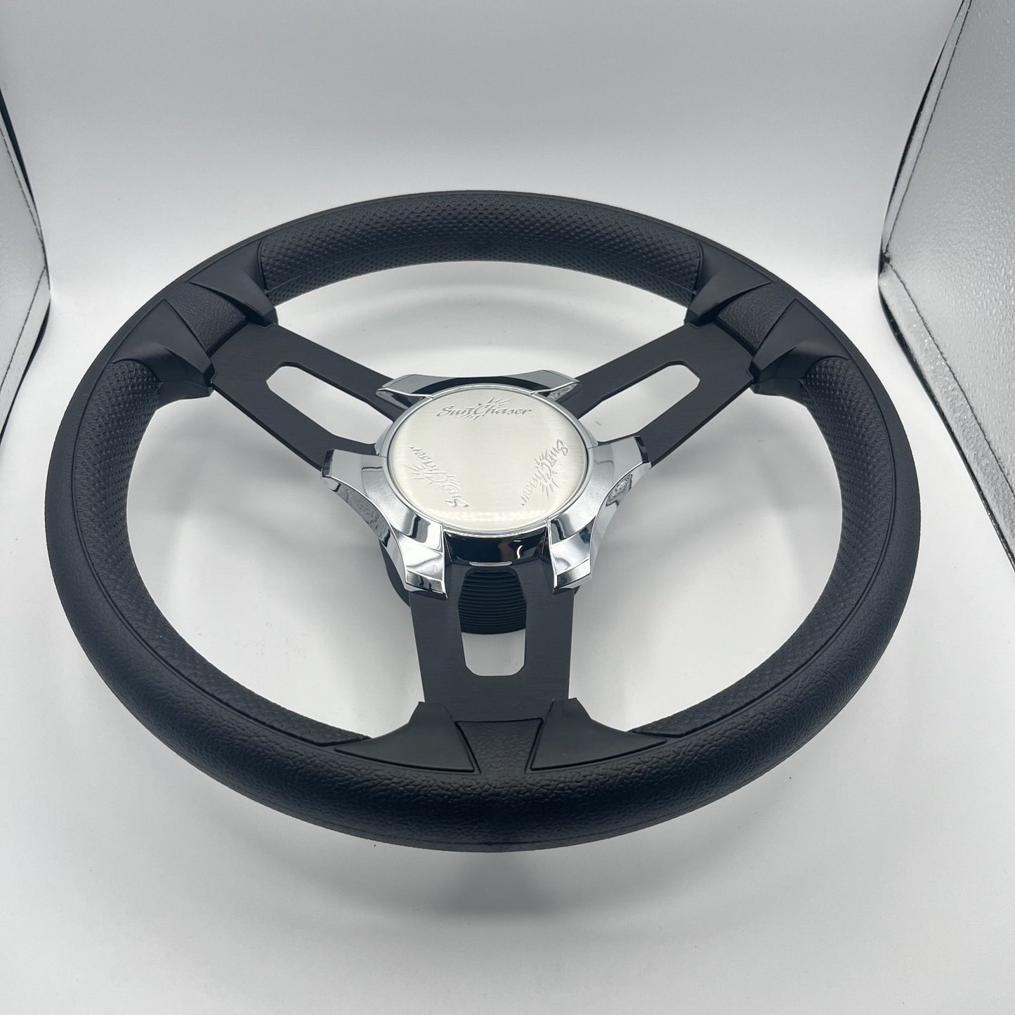 Gussi Italia Boat Model 15 Steering Wheel Black Brushed Alum Spokes | SunChaser