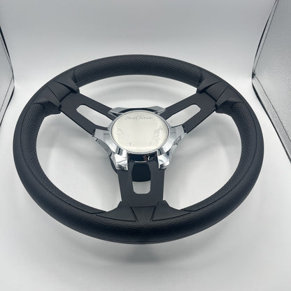 Gussi Italia Boat Model 15 Steering Wheel Black Brushed Alum Spokes | SunChaser