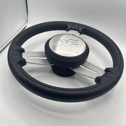 Model 15 Marine Steering Wheel Brush Alum Spokes | ATX Boats Logo