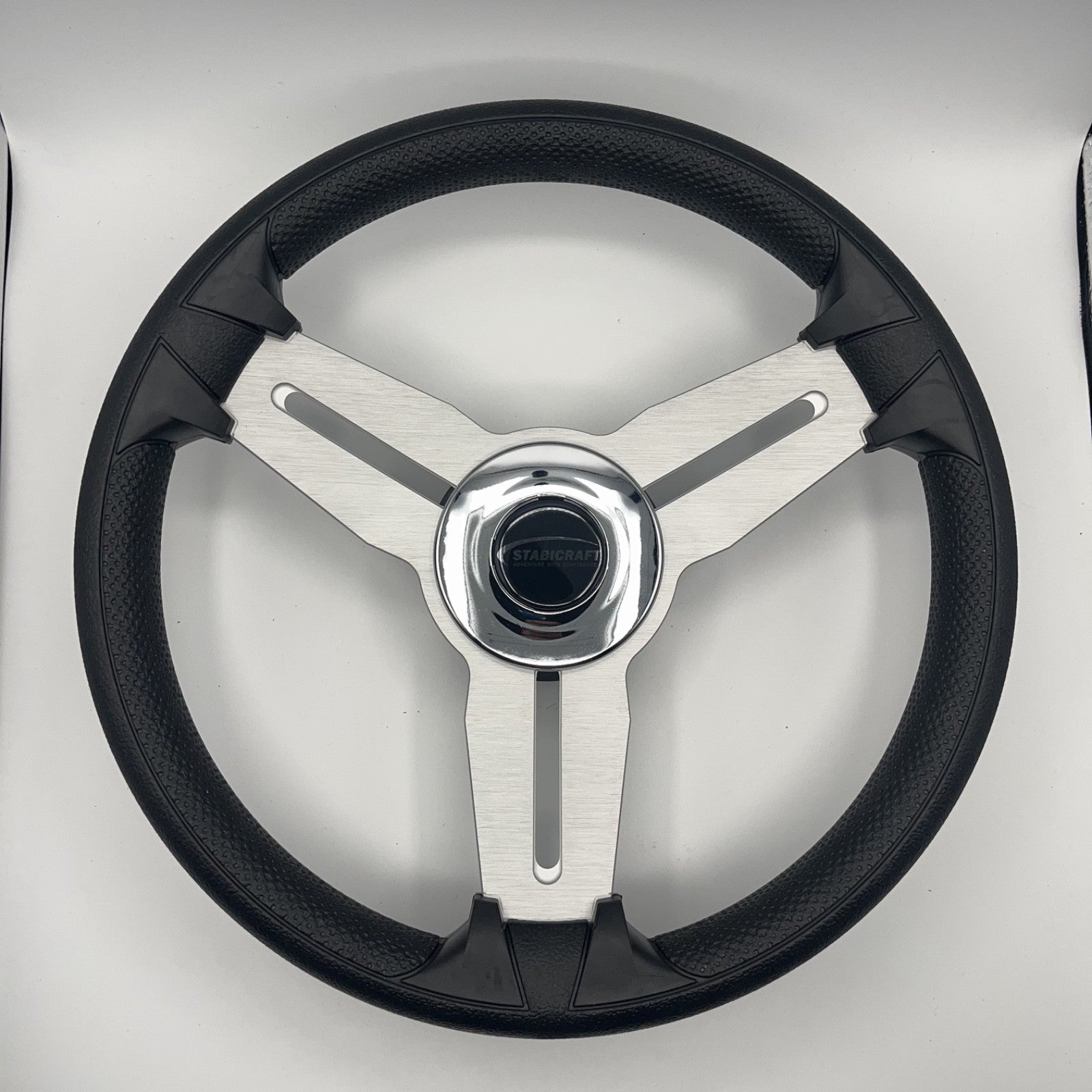 Model 15A Marine Steering Wheel Brushed Alum Spokes | Stabicraft Cap