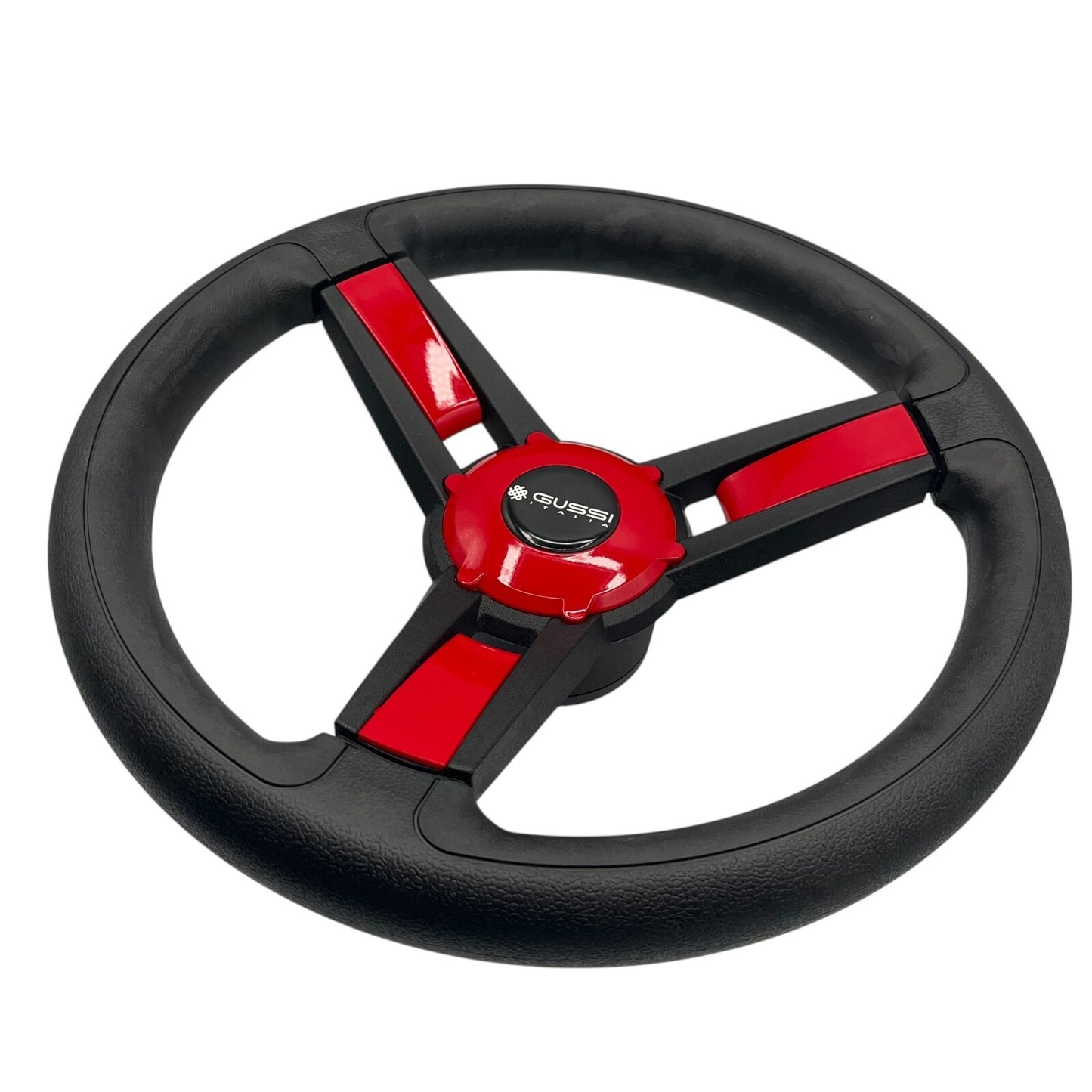 Giazza Golf Cart Steering E-Z-GO HUB Soft Touch Rim ABS Spokes - Red Inserts